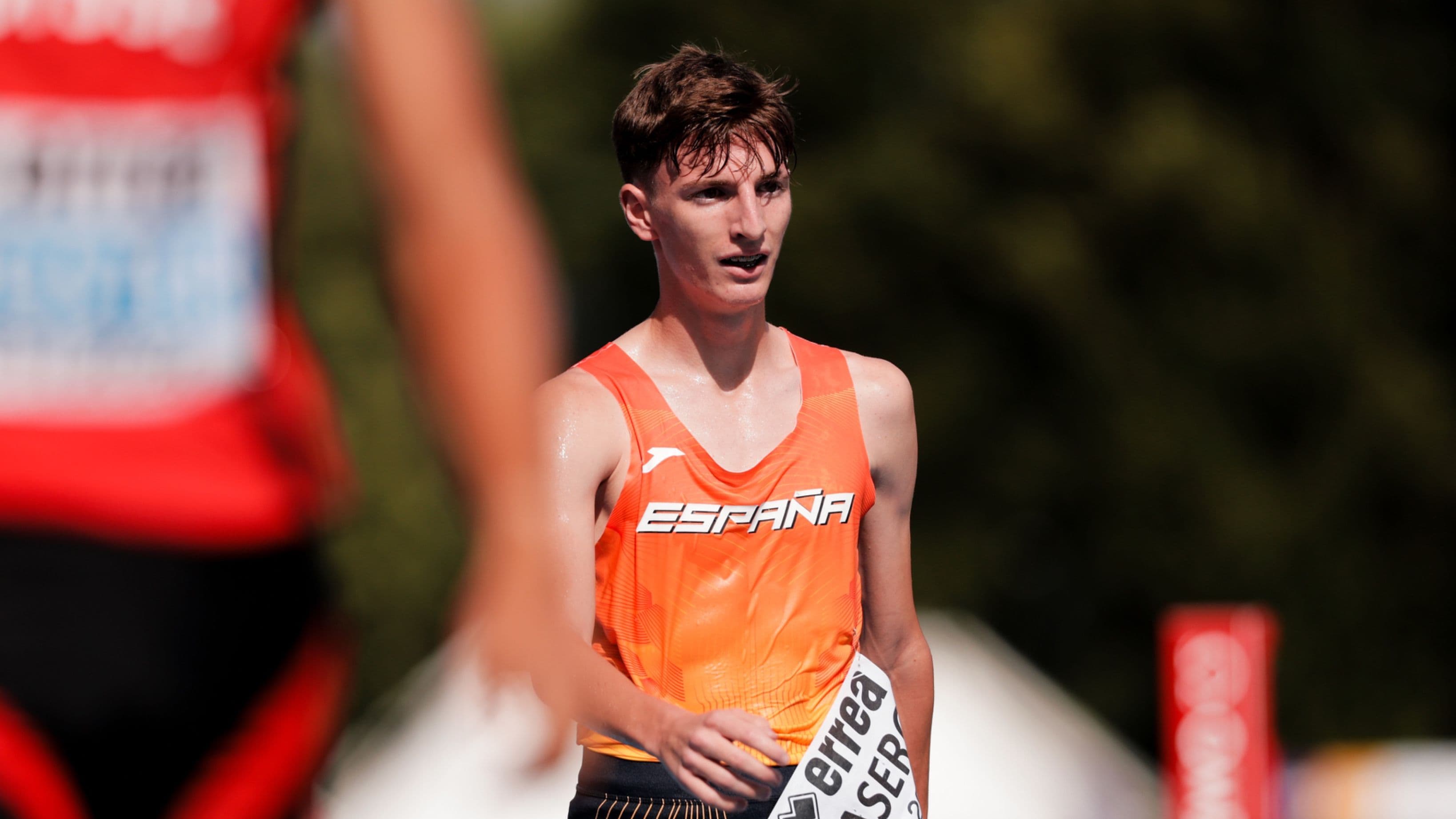 Javier Masero durante el Europeo sub-18 de atletismo en Rieti