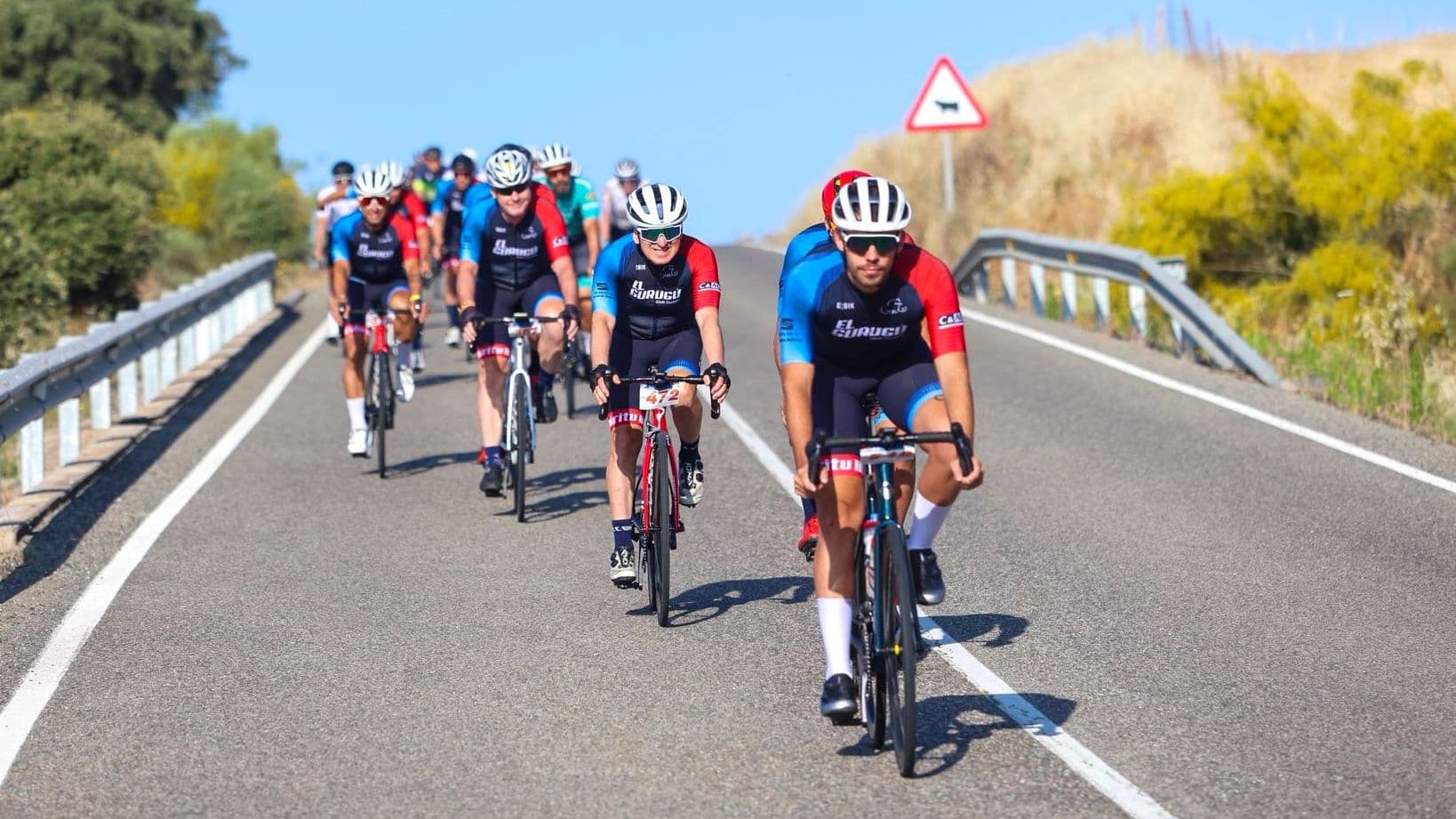 Ciclistas durante la Ruta Cicloturista Jamón de Monesterio