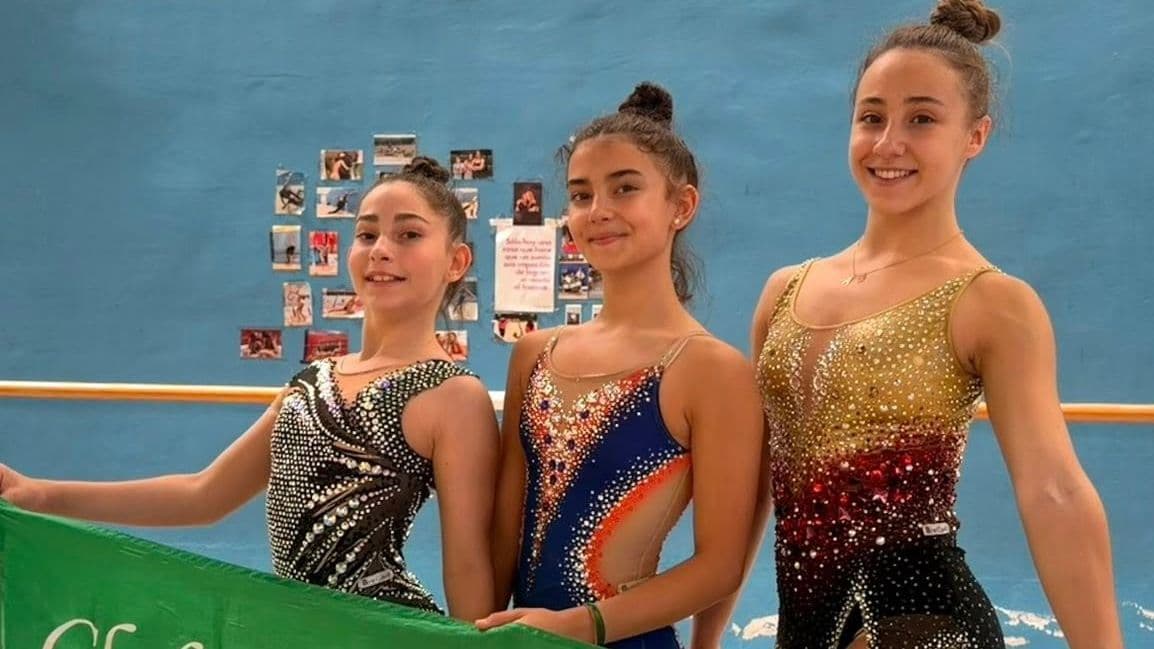 Aitana Sánchez, María Paredes y Valeria Barriga durante el Campeonato de España