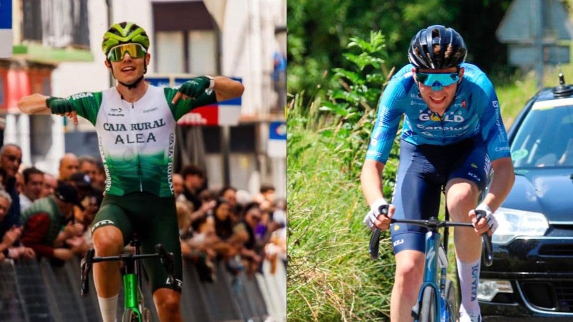 Corredores del Kazajoz-Canaluz durante una competición ciclista