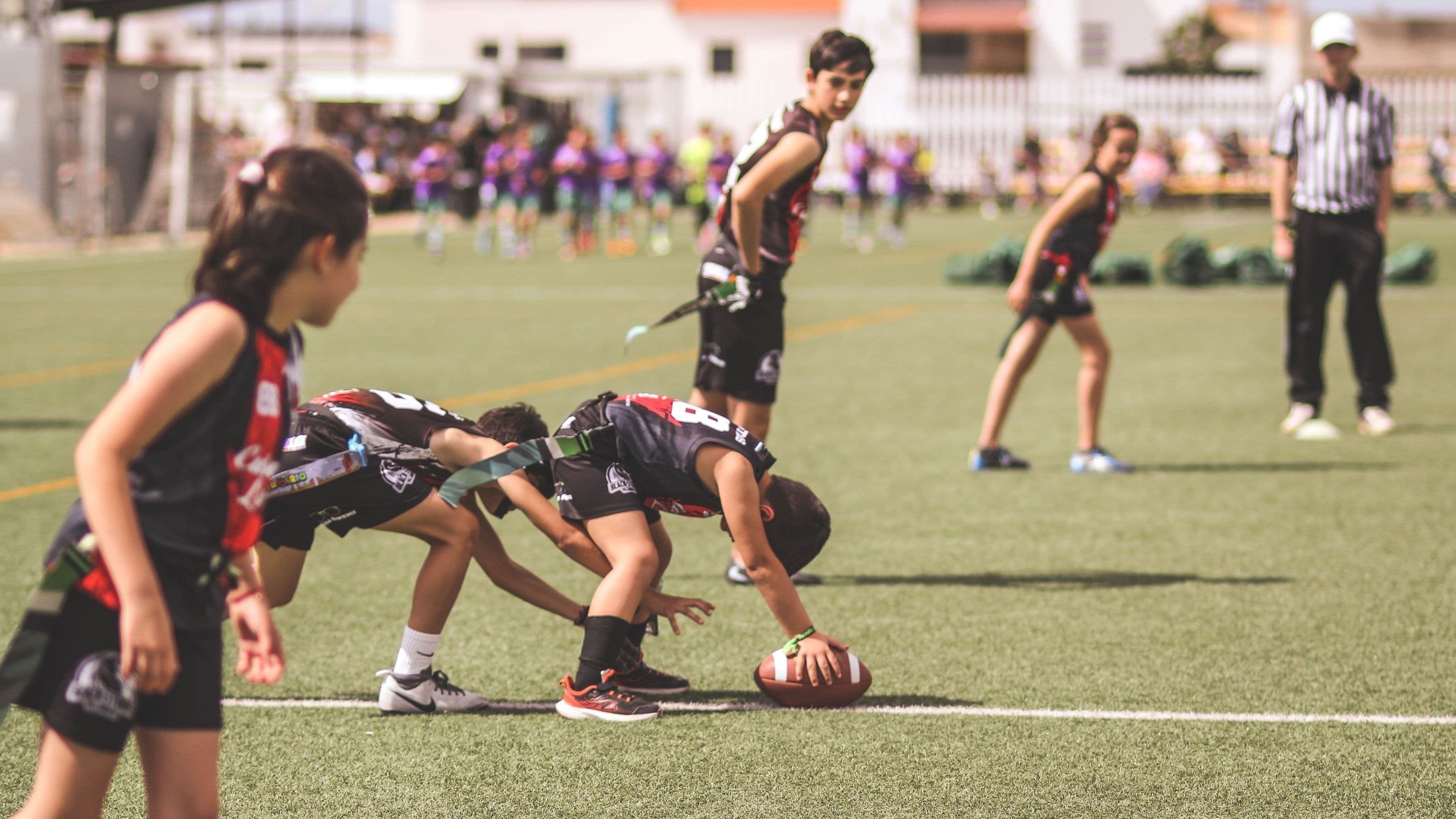 Partido entre Green Storks y Red Storks de flag football infantil